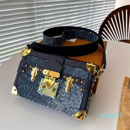 Trunk Box Shoulder Bags Women Crossbody Handbag Canvas Genuine Leather Round Flower Pattern Removable Strap Three-Dimensional Handbags