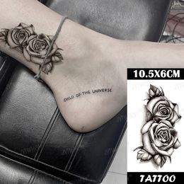 Black Sexy Flower Tattoo Sticker Temporary Waterproof Ankle Shoulder Tattoo 3D Realistic Body Art Flash Fake Tatoo Women And Men