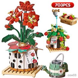 Blocks Mini Bricks Flower Bouquet Romantic Eternal Plant Potted Building Blocks Decoration Bricks Valentine'S Day Girls Toys R230718