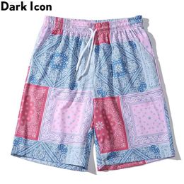 Men's Shorts Dark Bandana Shorts Men Elastic Waist Straight Holiday Beach Shorts L230718