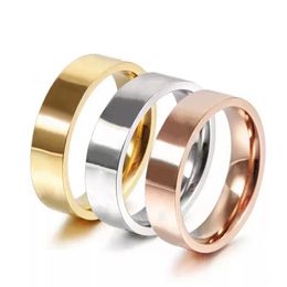 Designer titanium steel ring 6mm gold rose silver men's and women's couples rings present gathering Engagement high202P
