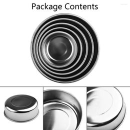 Bowls Boxes With 5 Lids Set Silver Home Fresh-keeping Metal For Packing Lunches Mixing Stainless Steel Storage