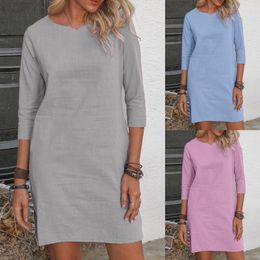 Casual Dresses Womens Dress Simple Commuting Solid Colour Temperament Elegant Juniors Summer