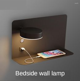 Wall Lamp Nordic Bedroom Bedside Living Room Simple And Creative Free Wiring LED With Usb Mobile Phone Charging
