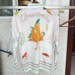 Mens Tracksuits Sugarcane Stripe Orange Print Thin Silk CASABLANCA Shirt Real Pos Men Women High Quality Oversize Long Sleeve 230717