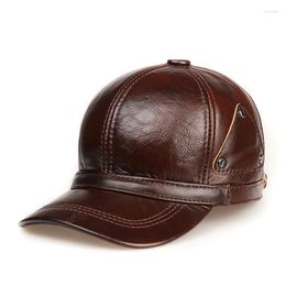 Ball Caps Men's Thin Cowhide Baseball Cap Youth Genuine Leather Male Hat Middle Age Elderly Man Spring Autumn Korean Version Hats H6921