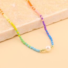 Chains Go2boho Colorful Bead & Freshwater Pearl Necklaces For Women Gold Plated Boho Summer Jewelry Fashion Choker