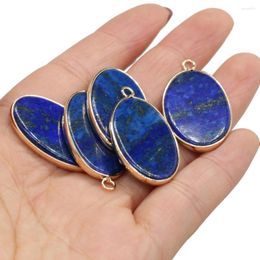 Pendant Necklaces 1pcs Natural Stone Oval Shape Lapis Lazuli Charms Pendants For DIY Jewellery Making Fit Nacklace Earring Gift Size 20x35mm