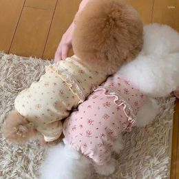 Dog Apparel Pet Floral Four-legged Small Clothes Teddy Breathable Summer Bichon Home Poodle One-piece Clothing