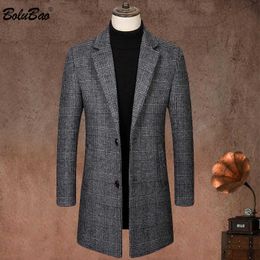 Men's Wool Blends BOLUBAO New Winter Men Wool Blends Coats Quality Brand Men's Fashion Casual Long Section Overcoat Thick Warm Wool Coat HKD230718