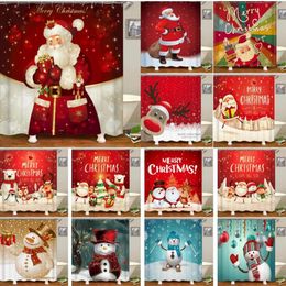 Christmas Printed Bathroom Shower Curtain Snowman Santa Claus Elk Waterproof Polyester Fabric Bath Curtains Home Decoration271M