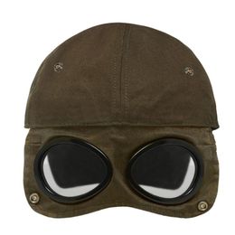 3 Colours Two lens men hats outdoor cotton casual goggle caps black army green blue goggle removable Summer sun hat black