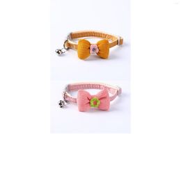 Dog Collars 2 Pieces / Set Of Cat Collar With A Cute Bow Tie And Small Flower Bells Suitable For Cats Dogs Adjustable