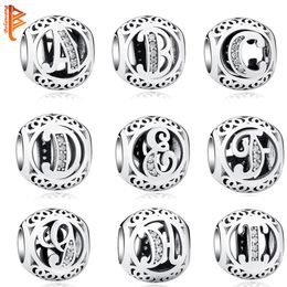 Authentic 925 Sterling Silver Crystal Alphabet A-Z Letter Charms Beads Fit Original Pandora Bracelet Necklace DIY Jewellery Making Q1972