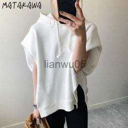 Women's Hoodies Sweatshirts Matakawa Hooded Sweatshirts Sleeveless Solid Japan Style Summer Women Hoodies Loose Casual Ins Fashion Sudaderas Clothing J230718