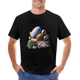 Men's Polos Colourful Easter Eggs Basket: Happy T-Shirt Short Sleeve Mens Clothing