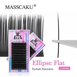 False Eyelashes MASSCAKU Two Split Tips Matte Black Super Soft Gentle Natural Eyelash Extension Faux Mink Ellipse Flat Shape Lashes Supplies 230617