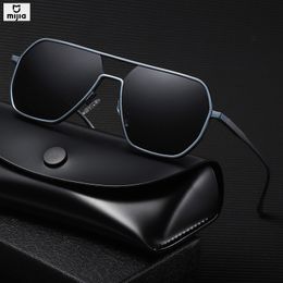 Sunglasses Mijia Men's Polygonal Double Beam Polarised Sunglasses Aluminium Magnesium Frame Day and Night Colour Changing UV400 Sunglasses 230717