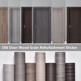 Wall Stickers 90x210cm30x500cm Grey Wood Grain Door Sticker Self Adhesive DIY Furniture Desktop Cabinet Refurbishment Wallpaper Home Decor 230717