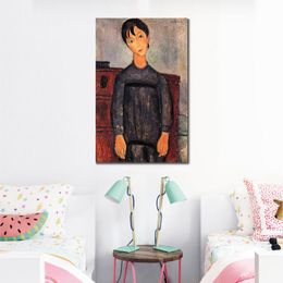 Female Figure Canvas Art Little Girl in Black Apron Amedeo Modigliani Painting Hand Painted Oil Modern Office Decor