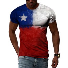 Chilean Flag 3D Three-dimensional Printing Summer Fashion Personality Men's Casual O-neck High-quality Short-sleeved T-shirt 6XL