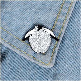 Pins Brooches Knitted Sweater Enamel Pin For Women Punk Woven Brain Badge Anatomy Hard Lapel Pins Backpack Creative Gothic Jewellery Dhxpw