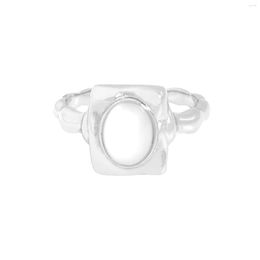Cluster Rings Small And Luxury Design Pleated Texture Agate Open Ring 925 Sterling Silver Female