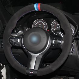 DIY Custom Suede Steering Wheel Covers for BMW F87 M2 F80 M3 F82 M4 M5 F12 F13 M6 F85 X5 M F86 X6 M F33 F30 M Sport car Accessorie252g