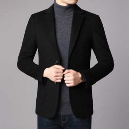 Men's Wool Blends Wool Blends Men's Blazer Autumn Winter Thicken Business Casual Jackets Coats Fashion Black Overcoat Man Size 3XL HKD230718