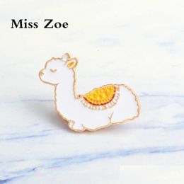 Pins Brooches Baby Lama Emaille Pins Leuke Dier Badge Broches Gift Cartoon Pictogrammen Jasje Dress Knop Pin Voor Meisje En Drop De Dhxxl