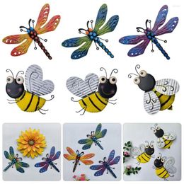 Garden Decorations Statue Outdoor Iron Art Bee Indoor Dragonfly Wall Hanging Home Backyard Ornaments Sculptures