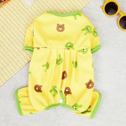 Dog Apparel Lovely Pet Bodysuit Breathable Loose Cute Bear Pattern Puppy Washable Romper Supplies