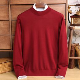 Men's Sweaters Worsted Thin Spring And Autumn Woollen Sweater High-End Wool Half High Collar Knitwear