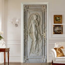 Wall Stickers European Style 3D Embossed Figure Statue Art Mural Living Room Bedroom Door Sticker Selfadhesive Wallpaper Papel De Parede 230717