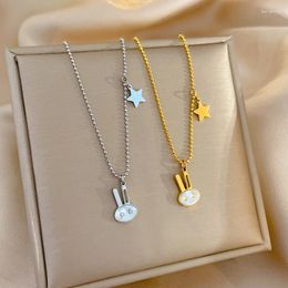 Pendant Necklaces OIMG Titanium Steel Gold Plated Classic Nature Shell Little Necklace For Woman 2023 Korean Jewellery Gothic Party