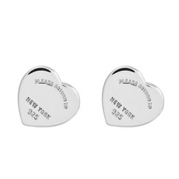 100% 925 Sterling Silver Heart Stud Earrings designer Jewelry For Women Wedding Party Gift Earring New York Love Hearts earring Factory wholesale