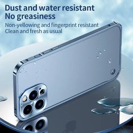 Luxury Designer Metal Frame Lens Protection Cap Aluminium Phone Case For iPhone 15 11 14 13 12 Pro Max plus 14Pro mini 13mini 12mini Matte Translucent Cover