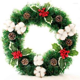 Decorative Flowers 30cm Christmas Wreath Door Wall Ornament Festival Garland Hanging Decoration Home With Cotton Simulated Cherry