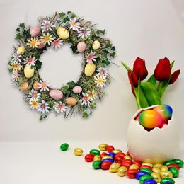 Decorative Flowers Easter Egg Flower Wreath Front Door Decoration For Home