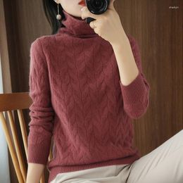 Women's Sweaters Soft Waxy Twist Turtleneck Cashmere Autumn Winter Thickened Loose Knit Leggings Sweater Pile Neck Pullover