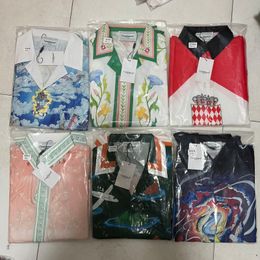 Mens Tracksuits Casablanca Cotton Shirts for Men Casual Dragon Print Shirt Summer Fashion Brand Clothing 230717