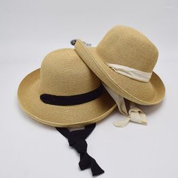Шляпа шляпы с широкими кражами женская солнце -соломенная шляпа шнур