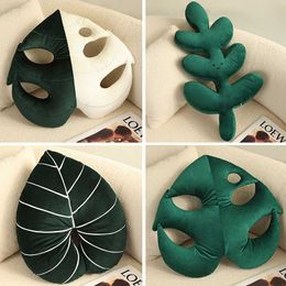 Plush Cushions Green Leaf Plush Stuffed Plants Seat Cushion Plushie Sofa Chair Home Decorate Prop R230718