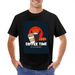 Men's Polos Kawaii Red Panda Coffee Time Cute And Cuddly RedPanda Art T-Shirt Short Graphic T Shirts Men