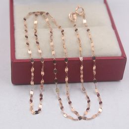 Chains Pure 18k Rose Gold Chain Unisex Luck 1.5mmW Lip Link Necklace 18inches 1.23g