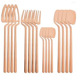 Dinnerware Sets 16Pcs Gold Matte Set 304 Stainless Steel Cutlery Dinner Knife Fork Spoon Kitchen Flatware Western Home Tableware