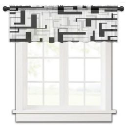 Curtain Modern Art Geometry Black Grey Kitchen Small Tulle Sheer Short Bedroom Living Room Home Decor Voile Drapes