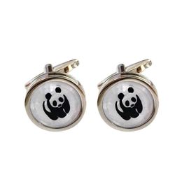 Cuff Links Little Panda Cufflinks Chinese Style Men's Cartoon Children's Suit Shirt Accessories Gifts High-quality Copper French Cuff Links HKD230718