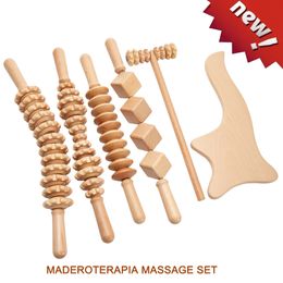 Other Massage Items Wood Therapy Massage Set Maderoterapia Massager Roller Anti Cellulite Slimming Gua Sha Massager For Body Back Foot Masajeador 230718