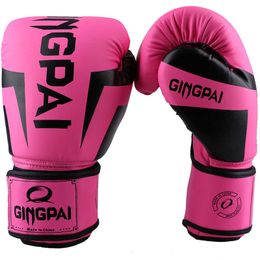 Protective Gear Good Quality Pink adult kick boxing gloves muay thai luva de boxe Training fighting women boxing gloves Grappling MMA glove HKD230718